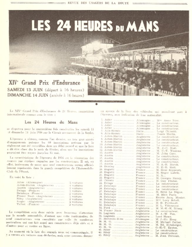 24h mans 1936 telegramme aco